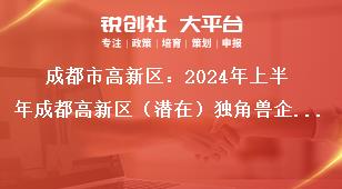 成都市高新區：2024年上半年成都高新區（潛在）獨角獸企業首次認定申報通知申報材料<tableborder=