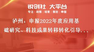 瀘州：申報2022年度應用基礎研究、科技成果轉移轉化引導計劃項目的申報須知獎補政策