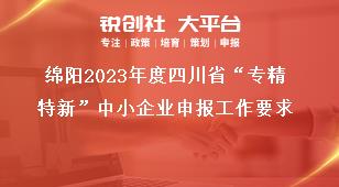 綿陽2023年度四川省“專精特新”中小企業(yè)申報工作要求獎補(bǔ)政策