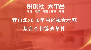 青白江2016年兩化融合示范培育企業(yè)篩選條件獎補政策