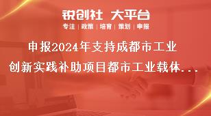 申報2024年支持成都市工業(yè)創(chuàng)新實踐補助項目都市工業(yè)載體專業(yè)化運營機構(gòu)補助項目獎補政策